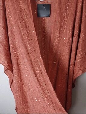Sparkle Sequin Rust Open Front Kimono